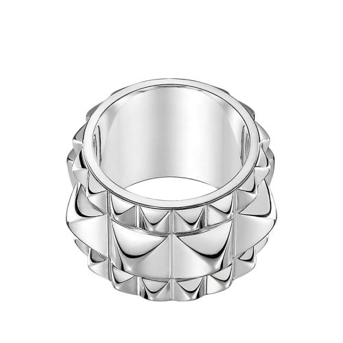 HERMES/爱马仕 经典Espionne系列 大号925纯银三行铆钉戒指指环H106547B（新品首饰 ）