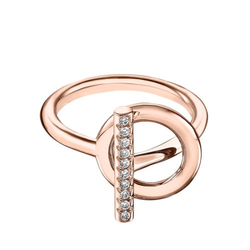 HERMES/爱马仕 经典Echappée Hermès系列 小号18K金玫瑰金镶钻棍状戒指指环H219691B（新品首饰 ）