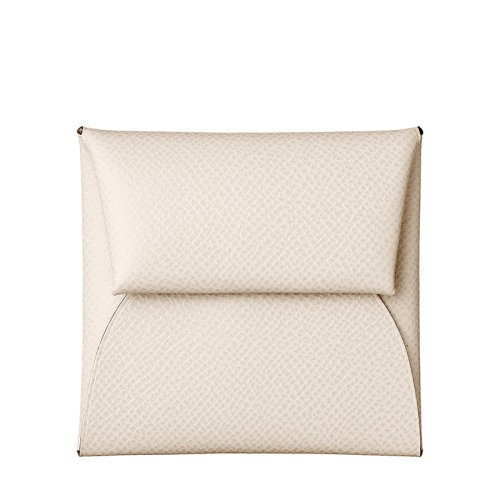 【新品包包】HERMES/爱马仕 Bastia系列 女士粉笔白小牛皮折叠按扣闭合零钱包H041054CK10（04促销产品）