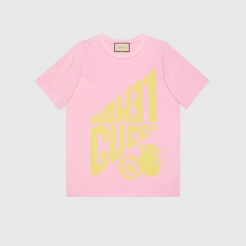 【包税】GUCCI/古驰 女士粉色短袖T恤 615044XJD085673 SJPL2304
